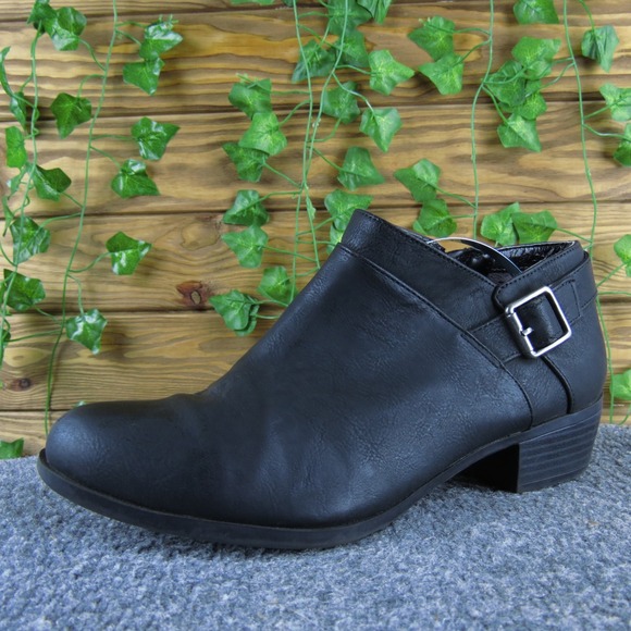 Life Stride Alexi Velocity Womens Black Ankle Boots 10 Buckle Strap Zip Heel - Picture 1 of 8